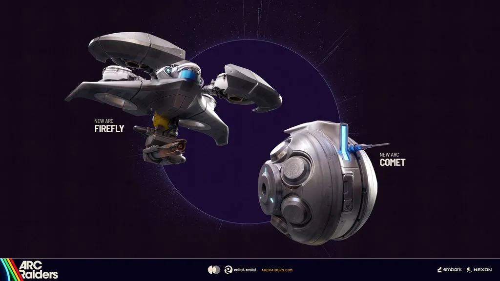 Screenshot oficial dos novos ARC Firefly e Comet de Arc Raiders Shrouded Sky