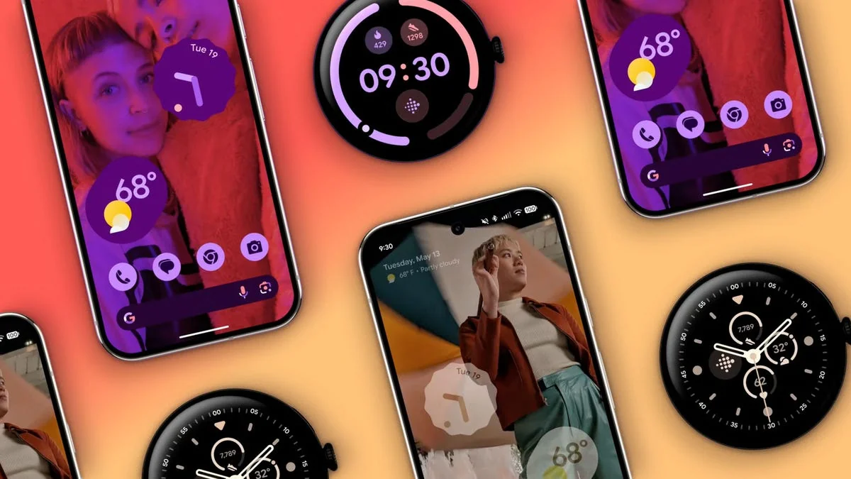 Smartphones e smartwatches Android ilustrando artigo sobre acordo do Google por uso indevido de dados móveis