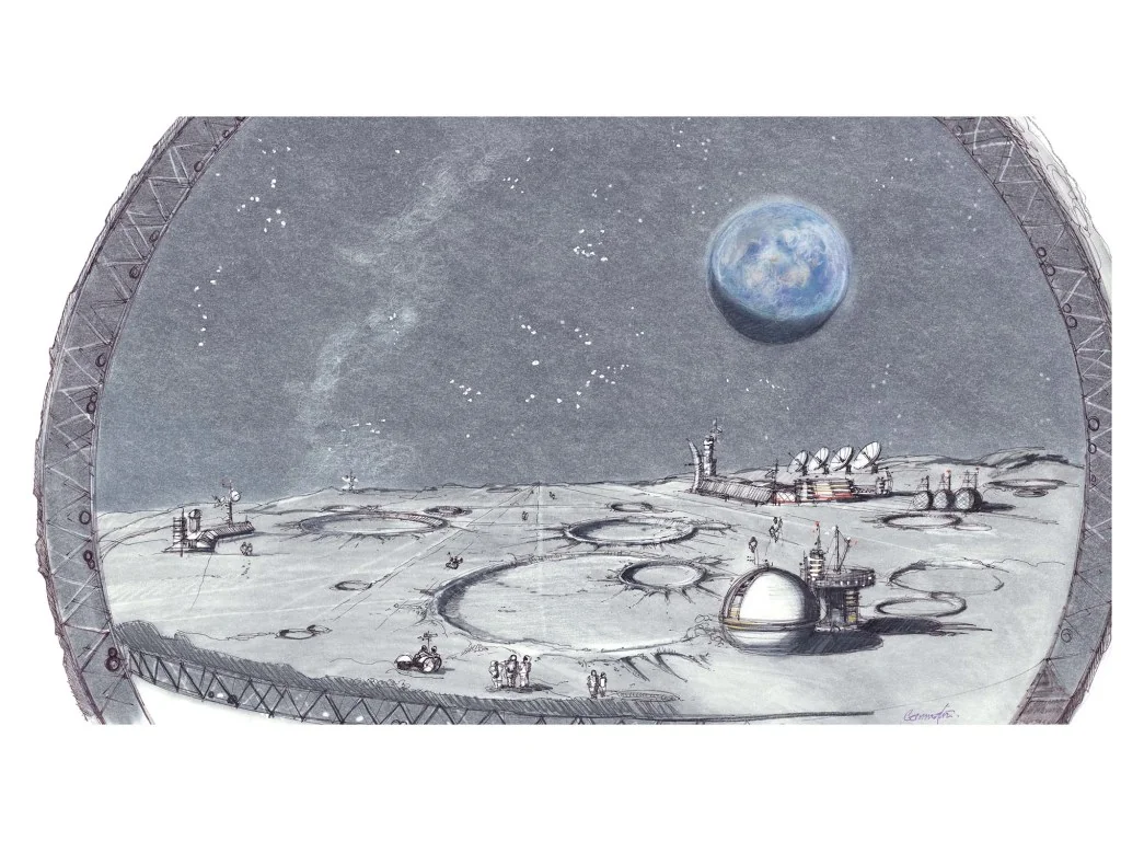 astronaut walking on lunar surface simulation