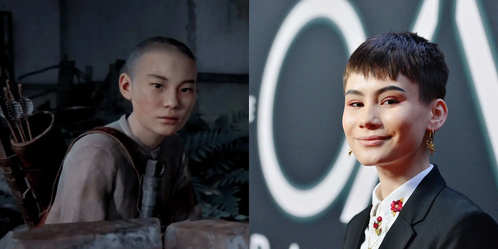 À esquerda, Lev no jogo The Last of Us Part II; à direita, Ian Alexander, o ator trans que deu voz ao personagem